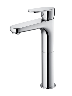 Hoge wastafelkraan met enkele handgreep 35 mm patroon Warm Koud Water Chroom