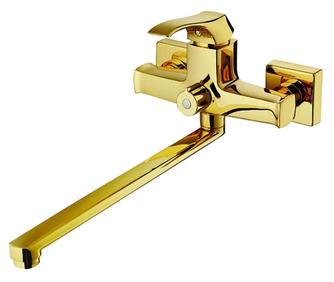 Antirust Light Gold Gold Wall Mount Tub Kraan Extra Lange Bad Kraan