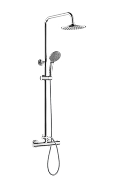 Moderne thermostatische douchekolomset 97cm-130cm ronde douchekop wandmontage