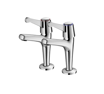 Moderne badrandcombinatie met dubbel gat, kraan met twee grepen, gepolijst chroom OEM