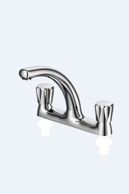 Vintage Chrome Monobloc Bassin kranen Drie-holes Dubbelhandvaten Badmixer kraan Antiek Messing Badkamer Vessel Wasbak kraan